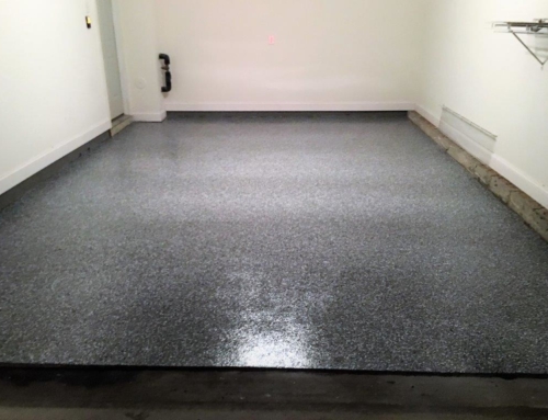 One car Wombat flake garage with poly top coat